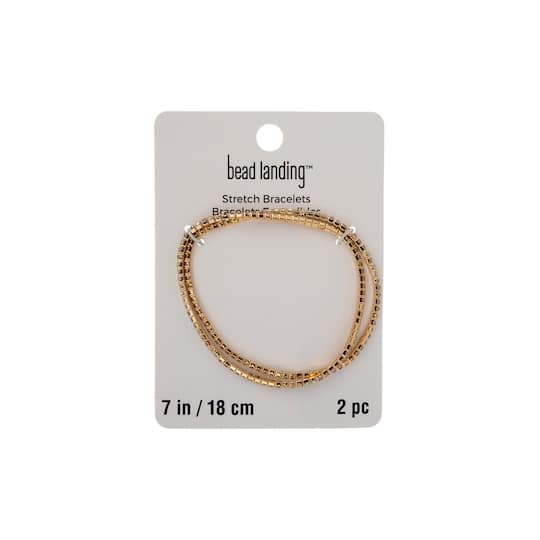 7" Gold & Crystal Rhinestone Stretch Bracelets, 2ct. by Bead Landing™